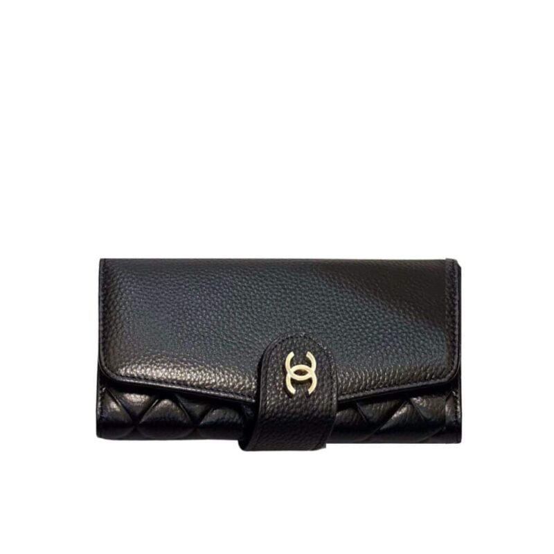 CHANEL CLASSIC LONG FLAP WALLET BLACK 19CM