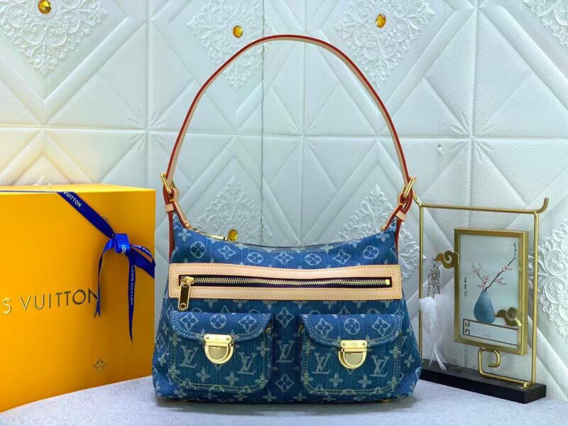 Alternative view of LOUIS VUITTON MONOGRAM DENIM BAGGY PM SHOULDER BAG BLUE 30CM