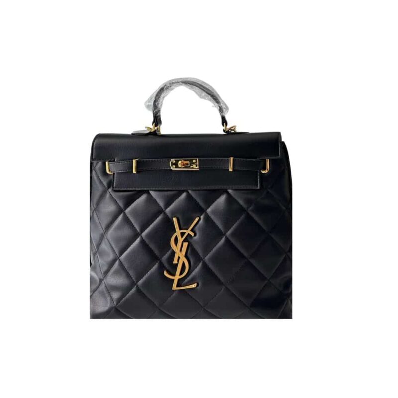 SAINT LAURENT LEATHER BACKPACK BLACK 30CM