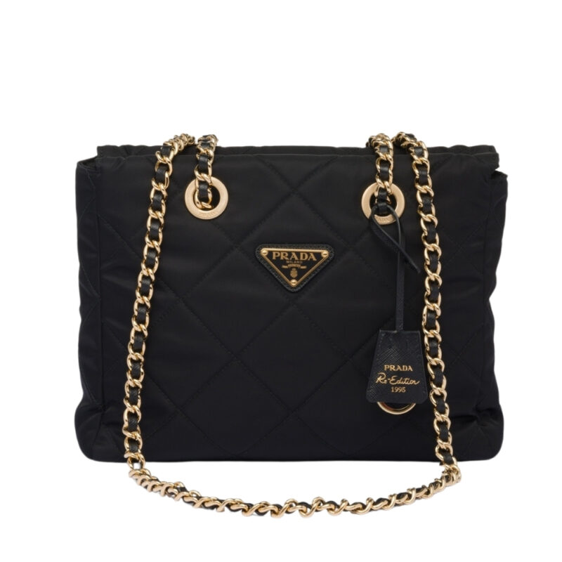PRADA RE EDITION 1995 CHAÎNE RE NYLON TOTE BAG BLACK 25CM 1BG468 2AOS F0002 V COO