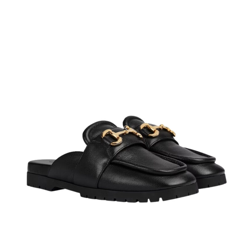 GUCCI WOMEN'S MULE WITH HORSEBIT BLACK 771096 AACAI 1000