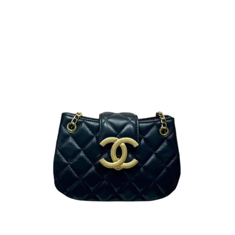 CHANEL FLAP CC LOGO BAG BLACK 21CM