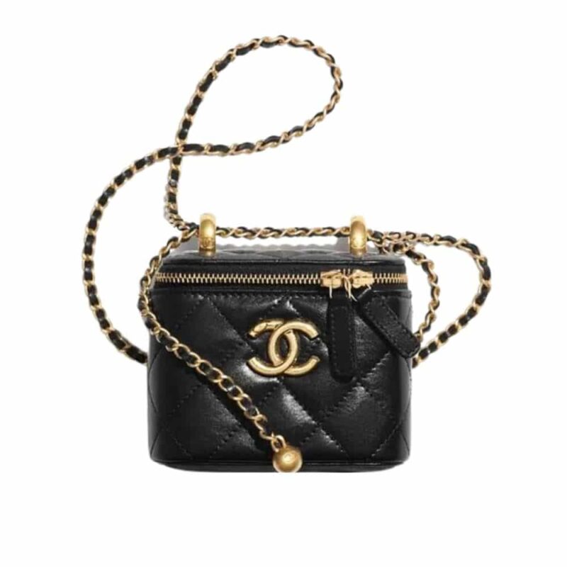 CHANEL SMALL VANITY WITH CHAIN BLACK 12CM