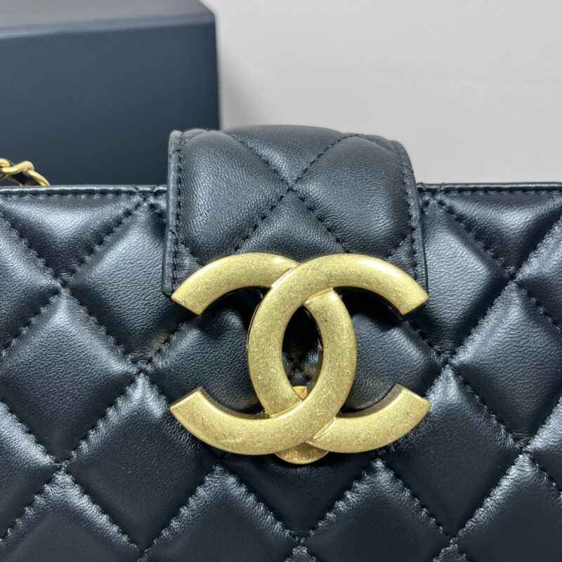 Alternative view of CHANEL LONG FLAP CC LOGO BAG BLACK 24CM