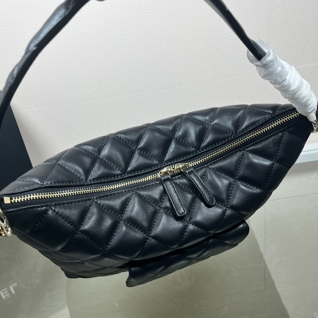 CHANEL MAXI SIZE HOBO BAG BLACK CALFSKIN AND GOLD TONE METAL BLACK 27CM AS4339 B13833 94305 - Image 8