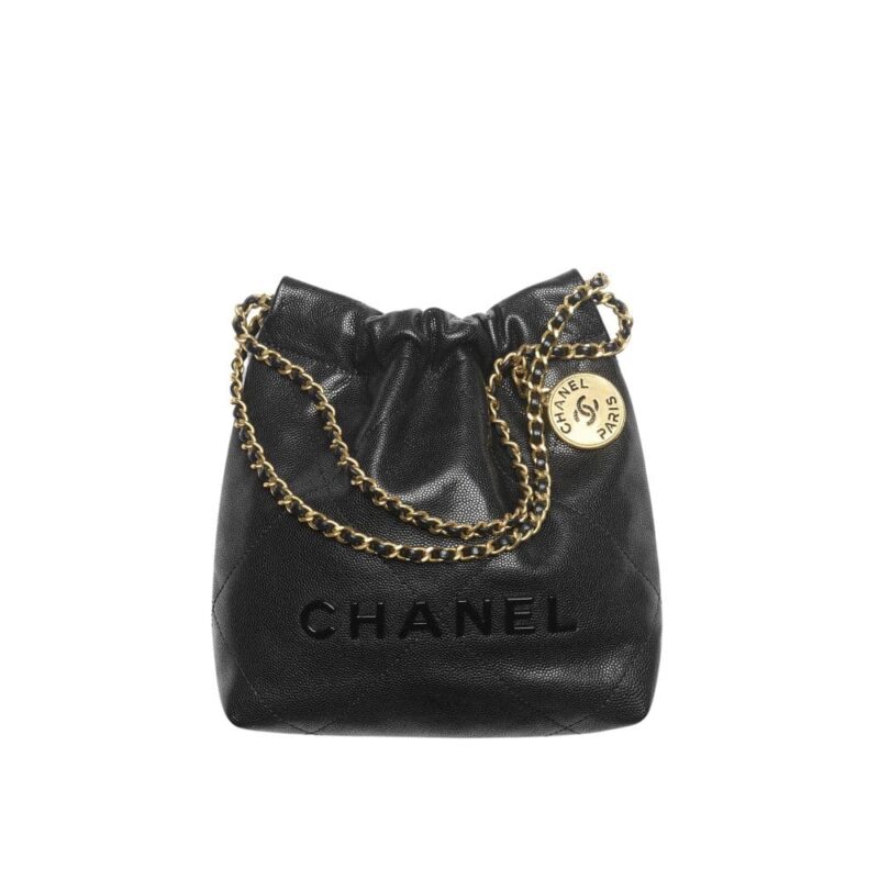CHANEL 22 MINI BAG GRAIN CALFSKIN BLACK 23CM AS3980 B14407 94305