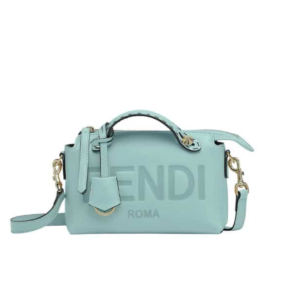 FENDI BY THE WAY MEDIUM LEATHER BOSTON BAG BLUE 27CM