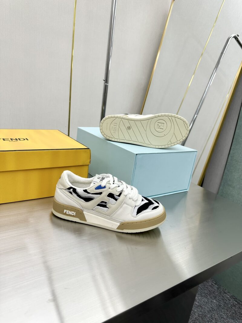 Alternative view of FENDI MATCH LEATHER LOW TOPS WHITE AND BLACK