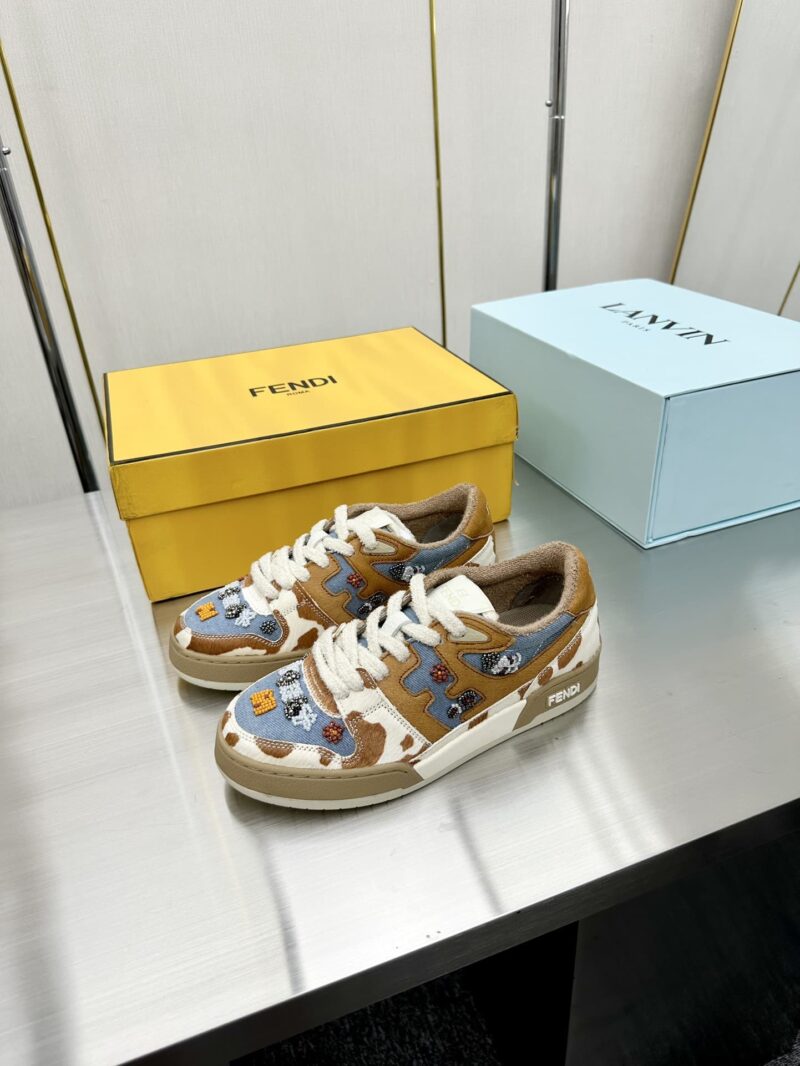 Alternative view of FENDI MATCH SUEDE LOW TOPS BROWN AND BLUE
