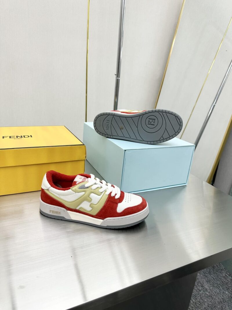 Alternative view of FENDI MATCH SUEDE LOW TOPS WHITE AND RED 7E1493AI1NF1H1D