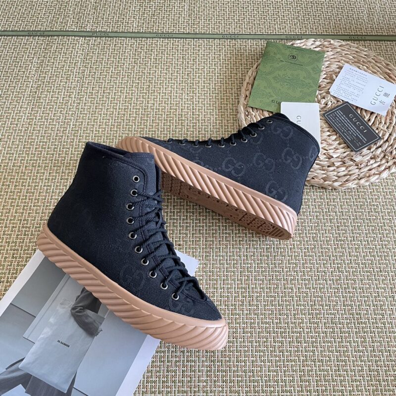 Alternative view of GUCCI ALL OVER GG LOGO HIGH TOP SNEAKERS BLACK
