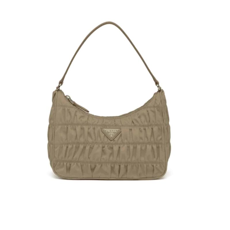 PRADA MINI BAG NYLON AND SAFFIANO LEATHER KHAKI 21CM