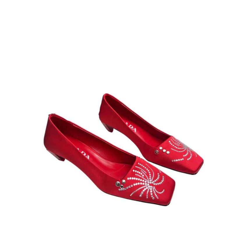 PRADA CRYSTAL PUMPS RED
