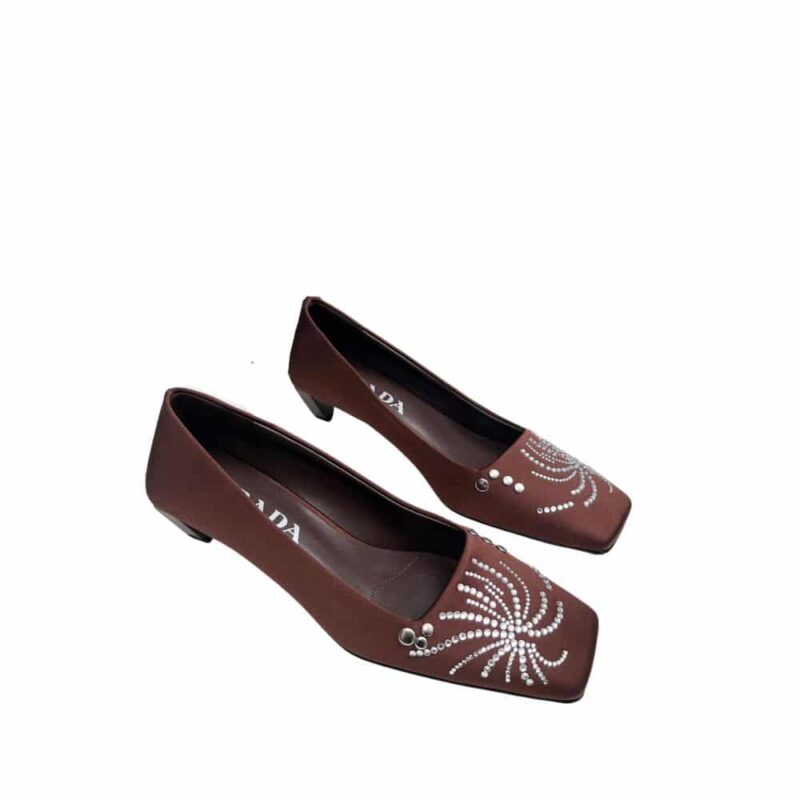 PRADA CRYSTAL PUMPS BROWN