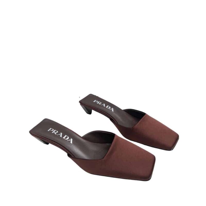 PRADA LEATHER MULES BROWN