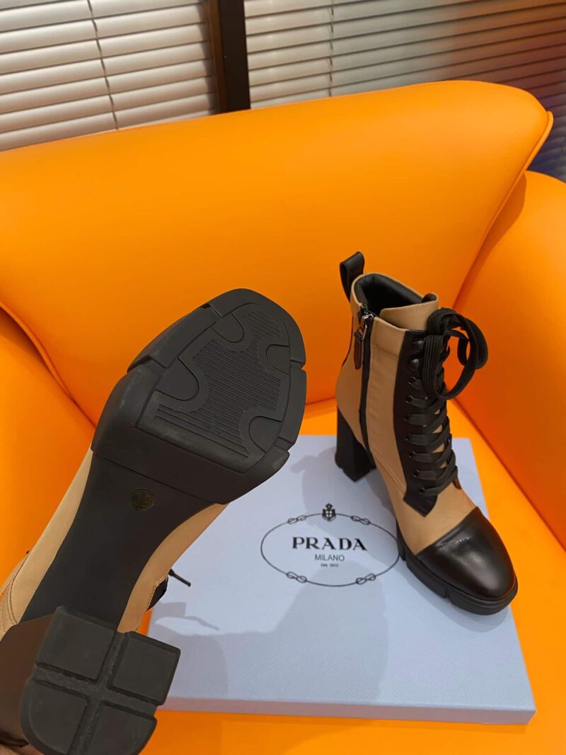 Alternative view of PRADA LOGO PLAQUE ANKLE BOOTS BROWN