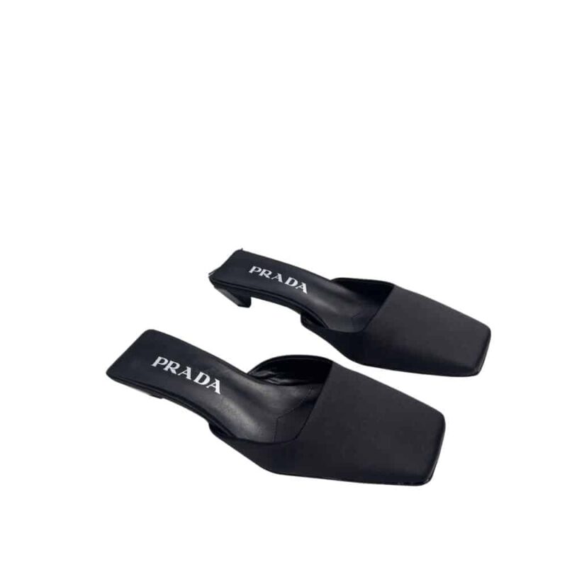 PRADA LEATHER MULES BLACK