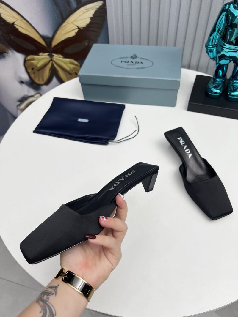 Alternative view of PRADA LEATHER MULES BLACK