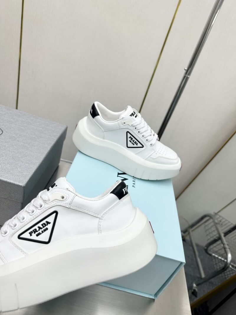 Alternative view of PRADA LEATHER PLATFORM SNEAKERS WHITE