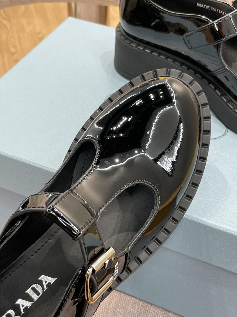 Alternative view of PRADA BRUSHED LEATHER MARY JANE T STRAP SHOES BLACK 2EE372 055 F0002