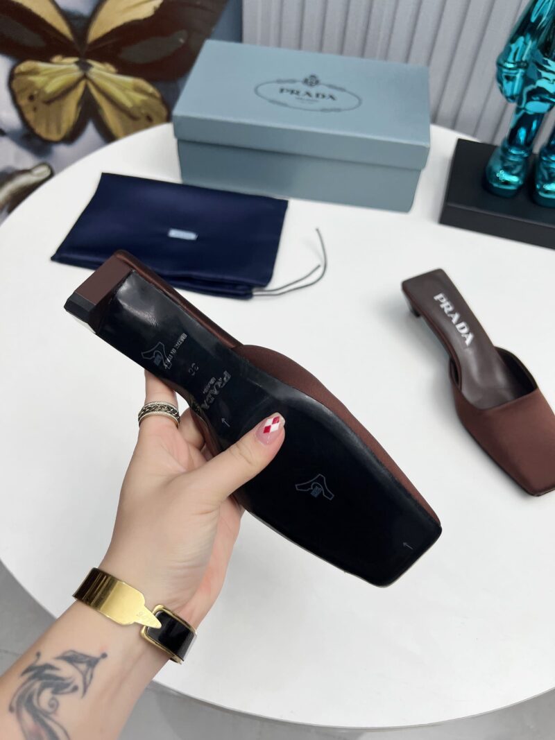 Alternative view of PRADA LEATHER MULES BROWN