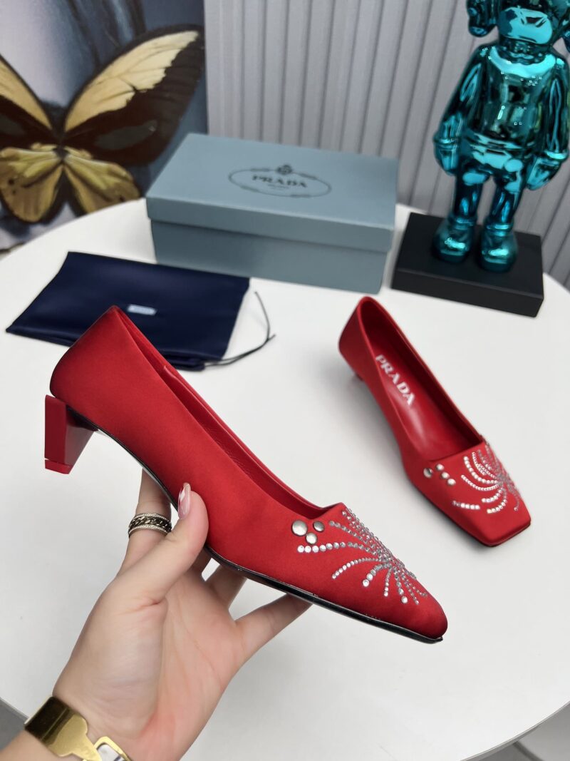 Alternative view of PRADA CRYSTAL PUMPS RED