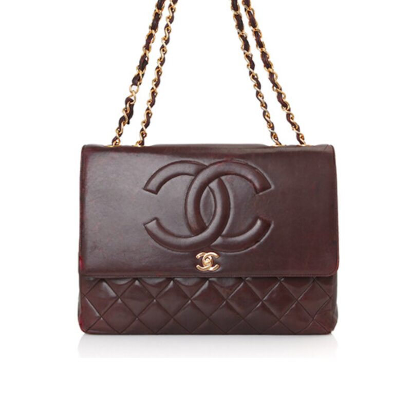 CHANEL VINTAGE FLAP BAG BURGUNDY 22CM