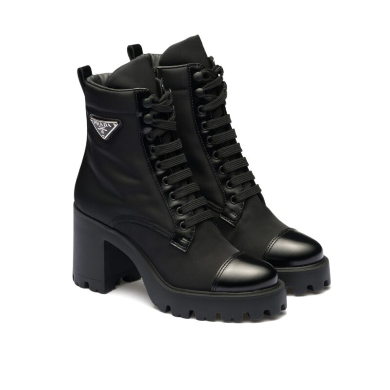 PRADA RE NYLON AND LEATHER BOOTIES BLACK 1T239N 3LFU F0002 F 085