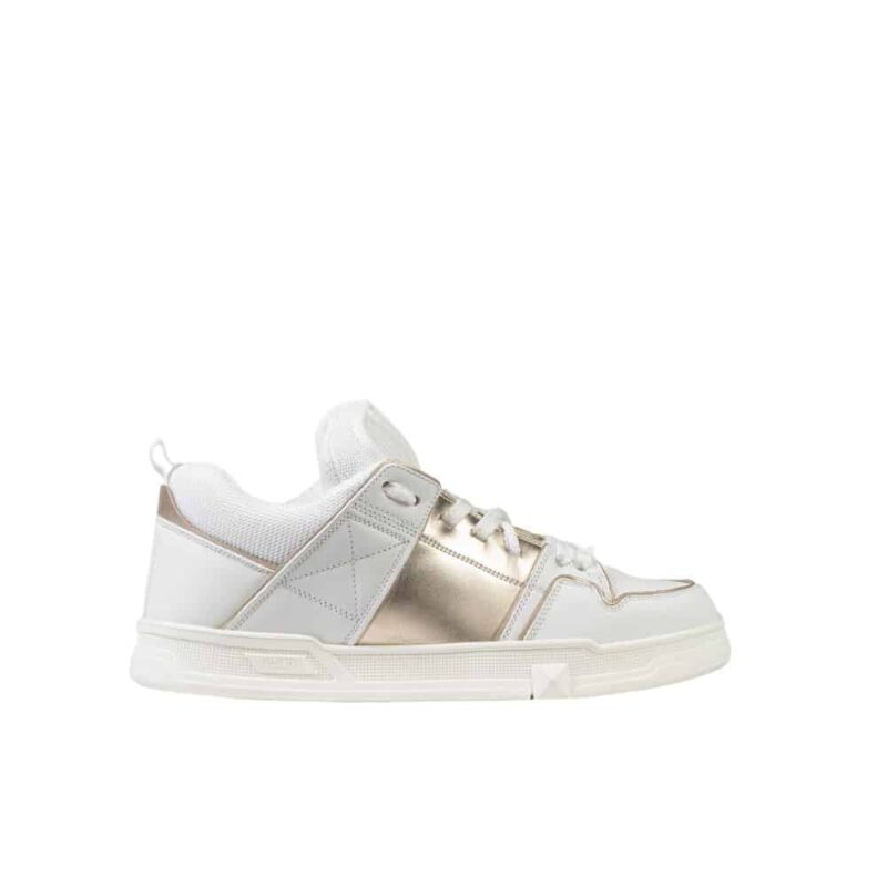 VALENTINO GARAVANI OPEN SKATE SNEAKERS WHITE AND GOLD