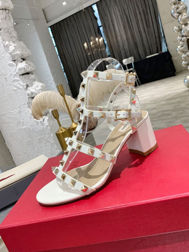 Alternative view of VALENTINO GARAVANI ROCKSTUD LEATHER SANDALS WHITE