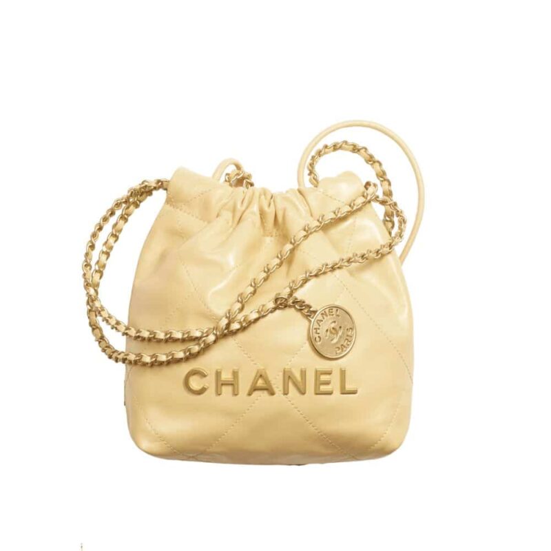 CHANEL 22 MINI BAG GRAIN CALFSKIN YELLOW 23CM