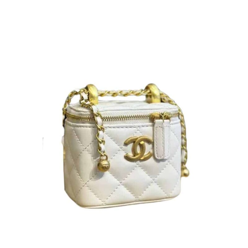 CHANEL SMALL VANITY WITH CHAIN WHITE 12CM