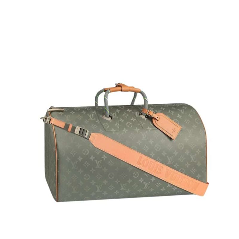 LOUIS VUITTON KEEPALL BANDOULIERE MONOGRAM TITANIUM 50 GREY 50CM