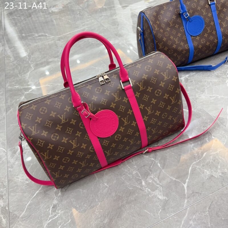 Alternative view of LOUIS VUITTON KEEPALL BANDOULIÈRE BAG BROWN AND PINK 45CM M46773