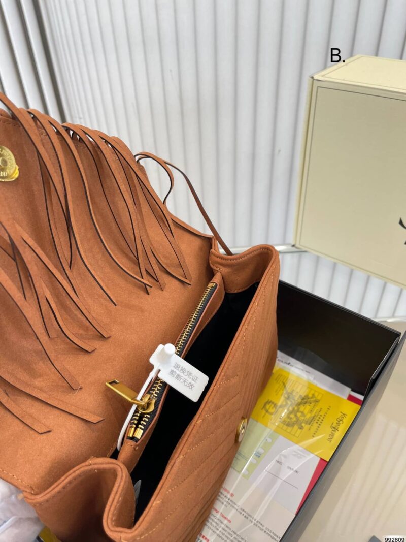 Alternative view of SAINT LAURENT MEDIUM COLLEGE CHAIN BAG IN SUEDE CINNAMON 24CM 531705 0U0K7 7761