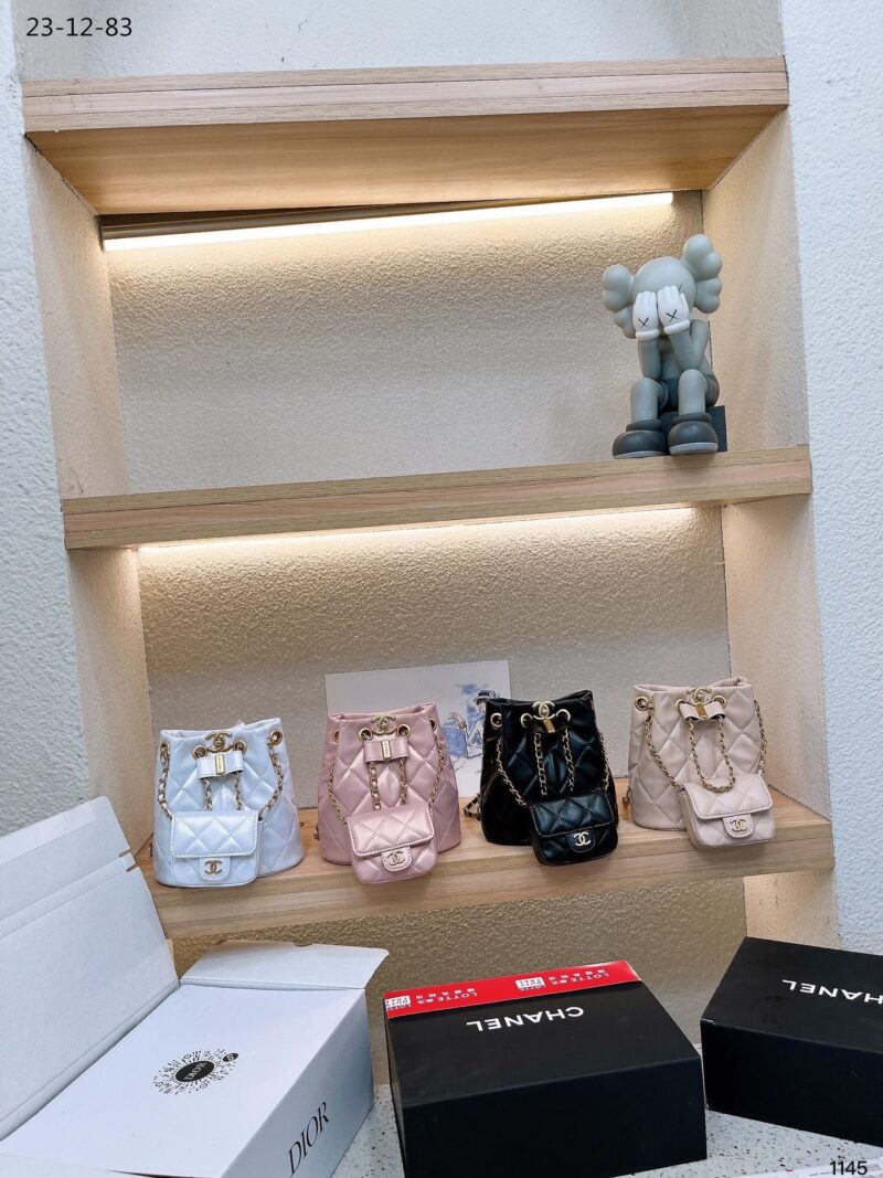 Alternative view of CHANEL MINI BUCKET BACKPACK GOLD TONE HARDWARE PINK 19CM