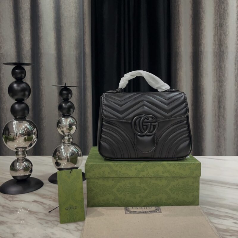 Alternative view of GUCCI GG MARMONT SMALL TOP HANDLE BAG BLACK 21CM 702563 DTDFV 1000