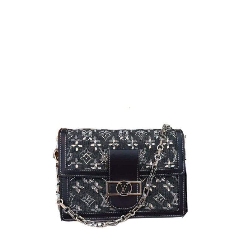 LOUIS VUITTON DAUPHINE BAG SILVER HARDWARE BLACK 25CM