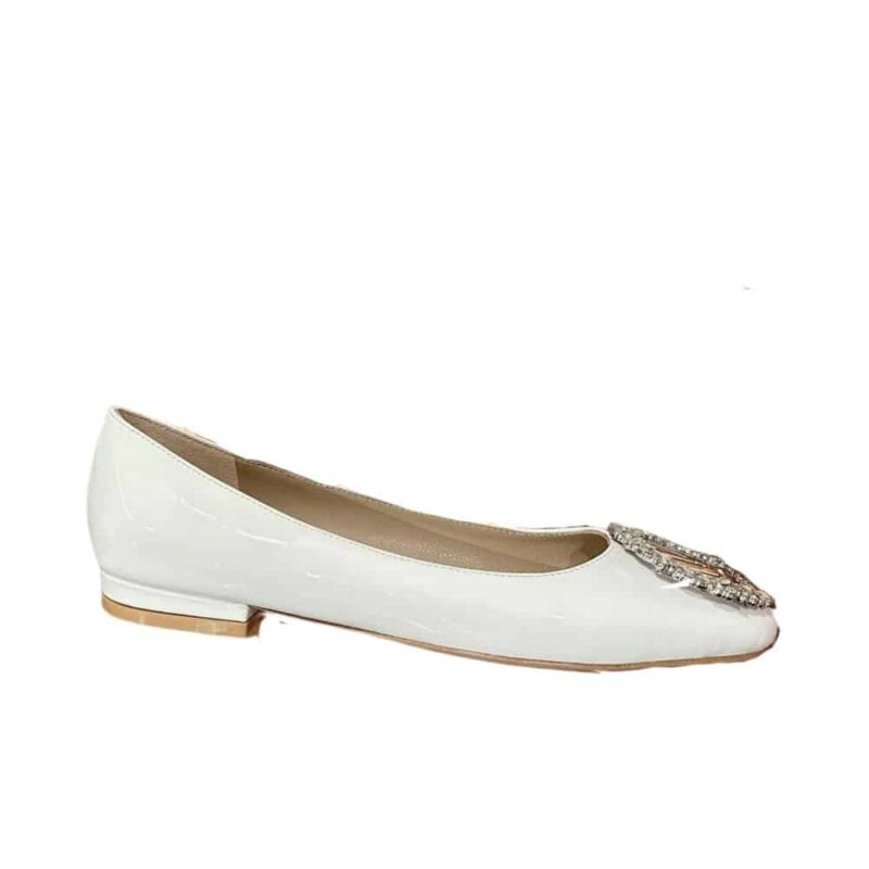 LOUIS VUITTON CRYSTAL LV BALLET FLATS WHITE