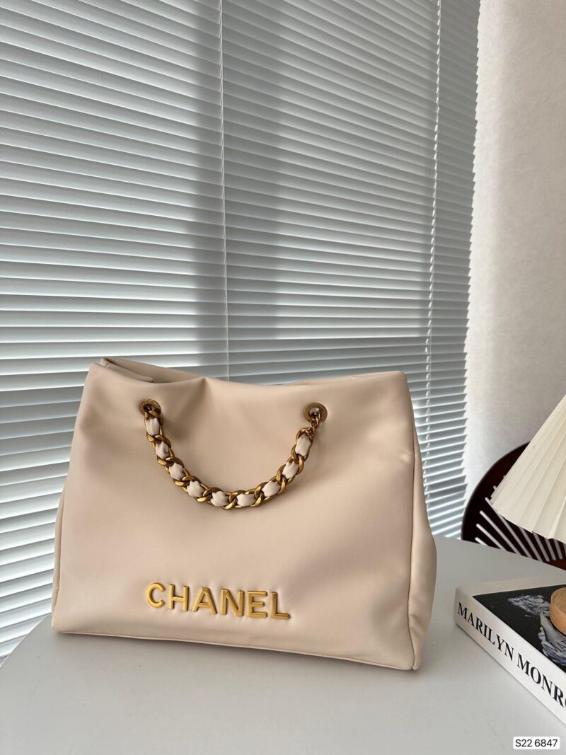 Alternative view of CHANEL TOTE BAG WITH CHAIN BEIGE 40CM
