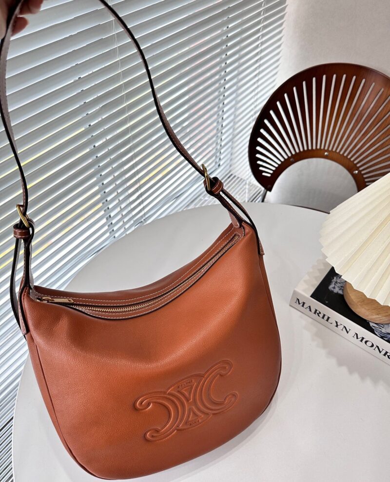 Alternative view of CELINE HELOISE BAG IN SUPPLE CALFSKIN BROWN 24CM 114713FLH 04LU