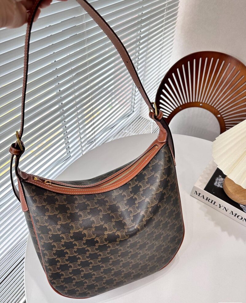 Alternative view of CELINE HELOISE BAG IN TRIOMPHE CANVAS AND CALFSKIN TAN 31CM 114712FQM 04LU