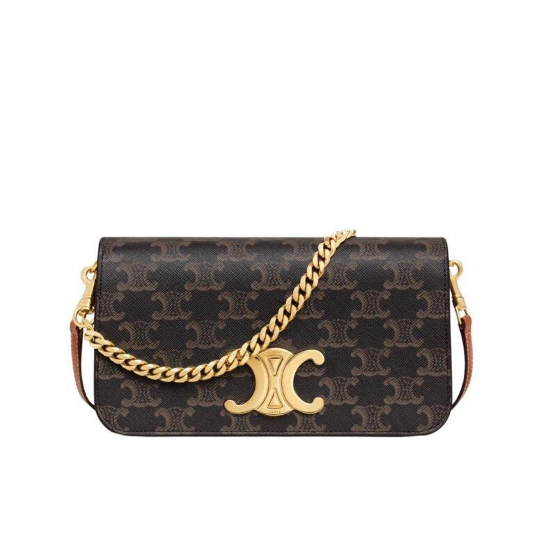 CELINE MULTIPOCHETTE IN TRIOMPHE CANVAS AND CALFSKIN TAN 20CM 10L972DQB 04LU