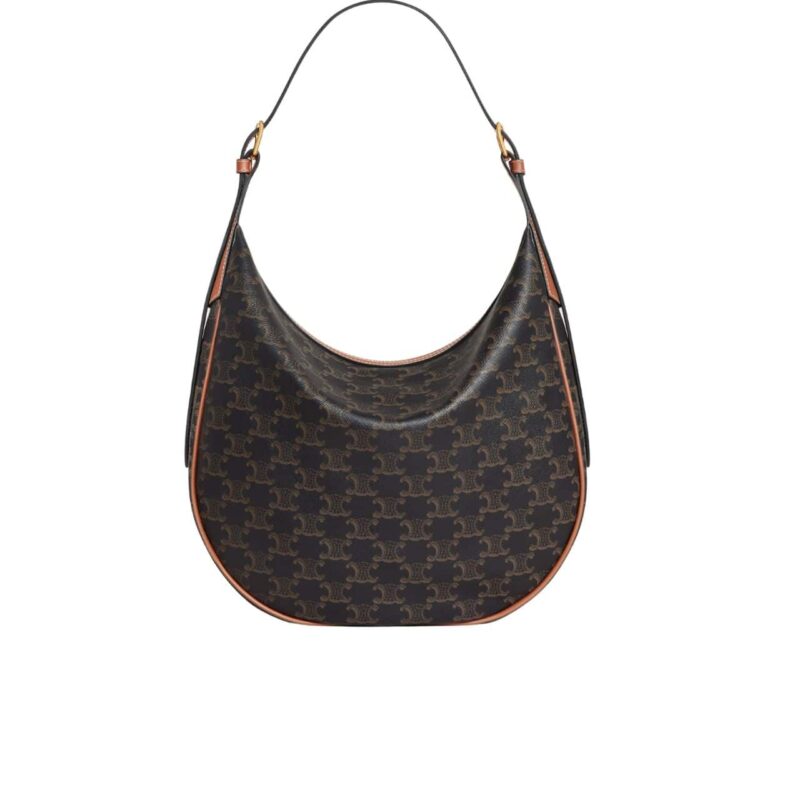 CELINE HELOISE BAG IN TRIOMPHE CANVAS AND CALFSKIN TAN 31CM 114712FQM 04LU