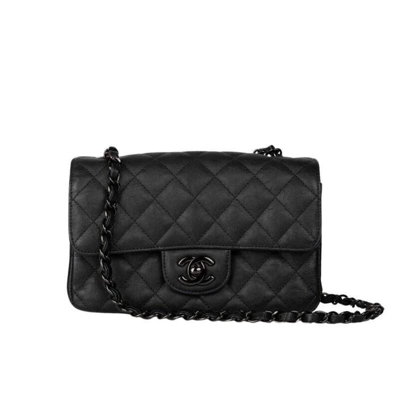 CHANEL FLAP BAG BLACK 20CM