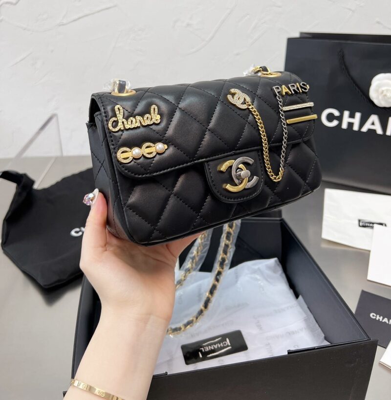 Alternative view of CHANEL QUILTED MINI COCO CLIPS FLAP GOLD AND RUTHENIUM HARDWARE BLACK 20CM