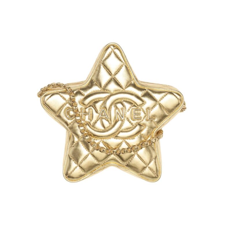 CHANEL STAR HANDBAG METALLIC GOLD 22CM AS4579 B14870 NT480