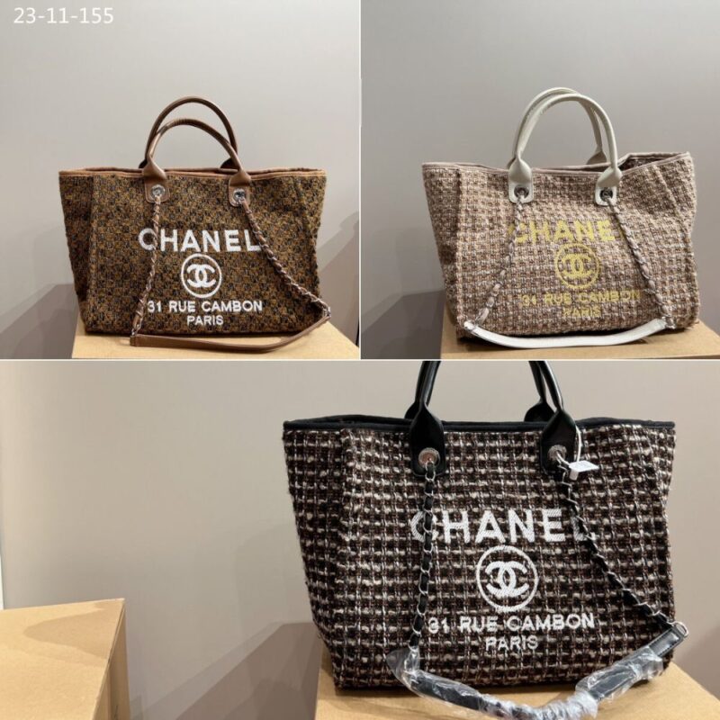 Alternative view of CHANEL DEAUVILLE LARGE TOTE SHOPPING BAG BEIGE 38CM