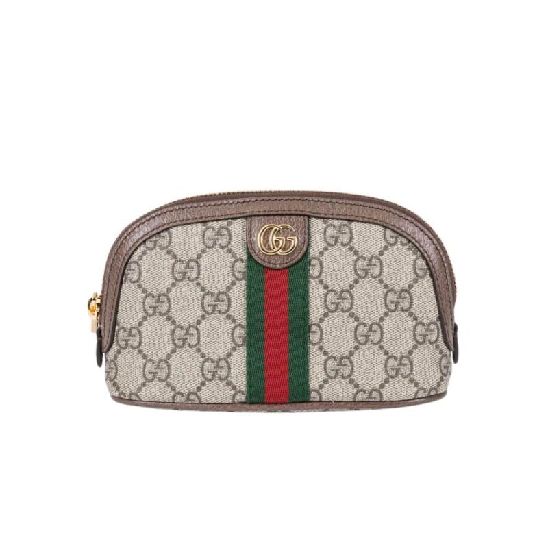 GUCCI OPHIDIA GG COSMETIC POUCH BROWN