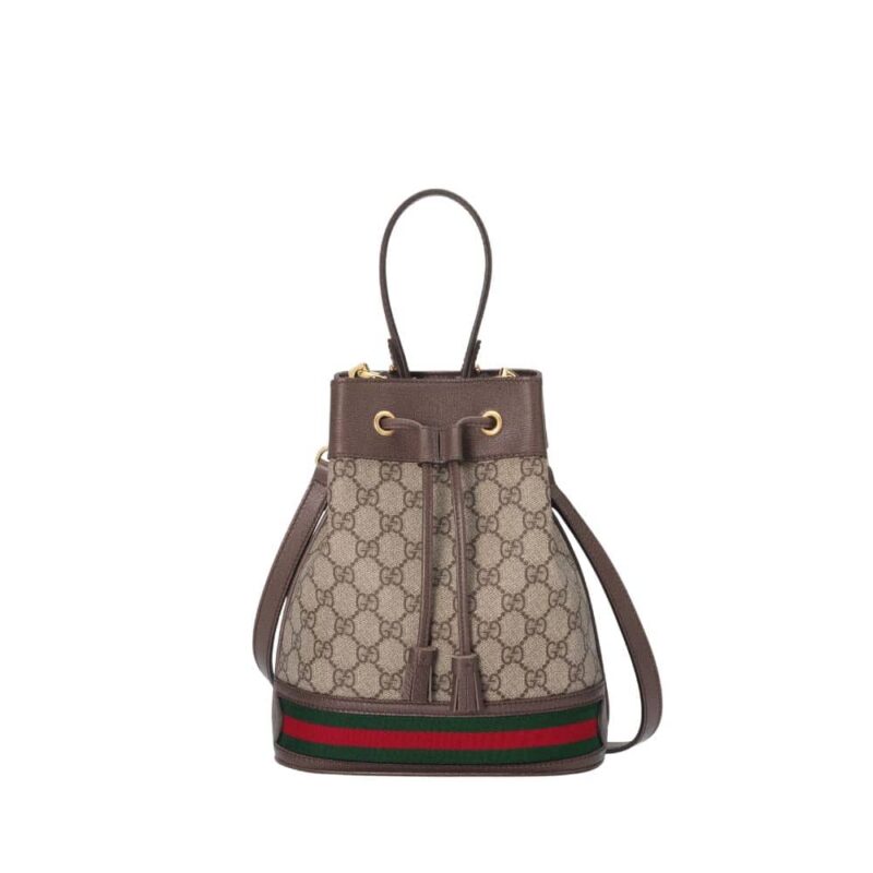 GUCCI OPHIDIA SMALL GG BUCKET BAG BROWN 17CM ‎550621 96I3B 8745